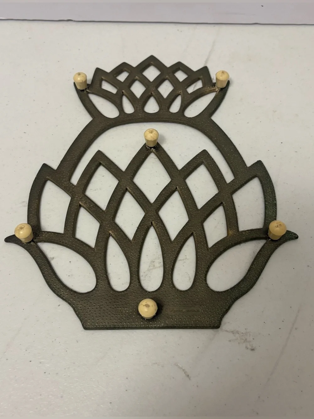 Vintage Pineapple Trivet Hot Plate Metal Collectible Tiki Leonard Silverplate